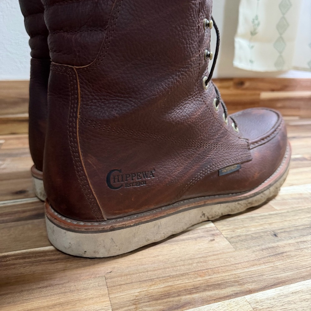 Chippewa Brown Moc Toe Leather Work Boots - Picture 6 of 8